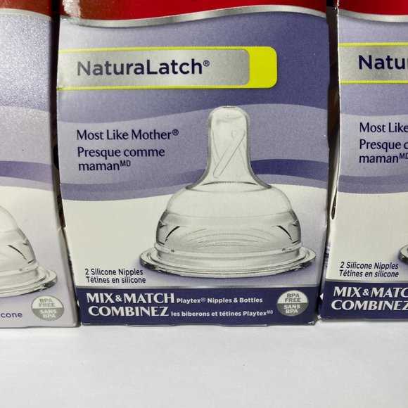Playtex NaturaLatch Slow Flow Silicone Nipples Baby Bottle 0-3M+ (4) 2 Packs - Picture 5 of 15